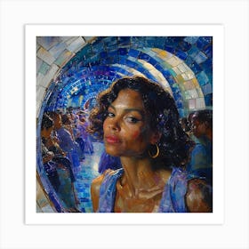 Woman In A Blue Tunnel Art Print