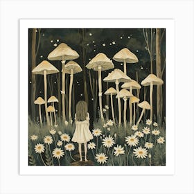 Wild Mushrooms Fairycore Painting 2 Art Print