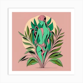 Bold Naked green girl Art Print