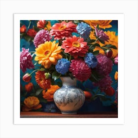 Colorful Flowers In A Vase 13 Art Print