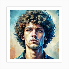 Portrait Of A Young Man With Curly Hair Art Print