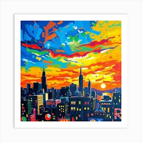 Sunset In New York City 4 Art Print