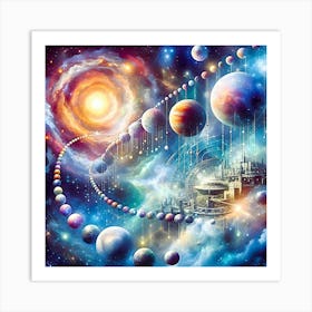 Planets In Psychedelic Space Art Print