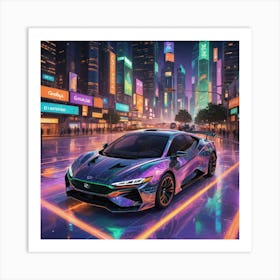 Futuristic Car In Crystal Art Print