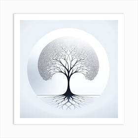 "Circular Solitude" - This artwork is a minimalist marvel, a single tree delicately rendered in black and white, encapsulated within a perfect circle. Its branches and roots mirror each other, creating a flawless symmetry that speaks to the balance of life above and below the surface. This piece is an emblem of solitude, reflection, and the eternal cycles of nature. It's an ideal choice for those seeking a touch of simplicity and elegance, offering a serene and contemplative presence in any modern or minimalist decor. Let "Circular Solitude" bring a sense of calm and poise to your space, embodying the quiet strength and enduring grace of the natural world. Art Print