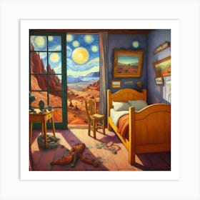 Van Gogh Painted A Bedroom With A View Of Martian Landscapes 1 Art Print