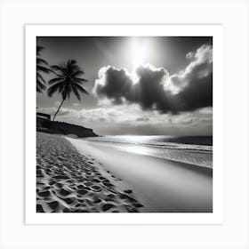 Black And White Beach 25 Art Print