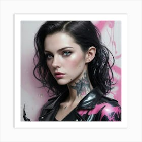 French Girl With Tattoos Art Print