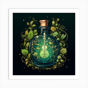 Bottle With A Guitar 1 Art Print