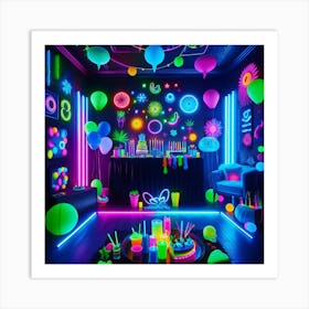 Neon Party Room 1 Art Print