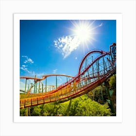 Firefly Thrilling Roller Coaster Ride On A Sunny Adventure Day 95881 Art Print