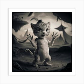 A Whimsical And Imaginative Digital Art Piece Featuring A Creature With A Humanoid Body And A Feline Head 1 Art Print