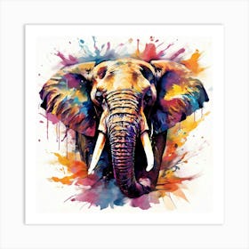 Ams Jmbor Kispix Prompt Author A Wild Elephant In Full Roar Charging Directly Towards The C Art Print