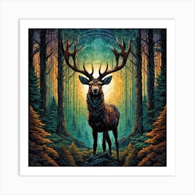 Deer In The Forest 58 Art Print
