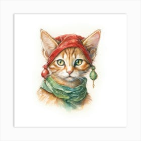 Elf Cat Portrait Art Print