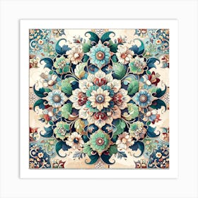 Elegant Flower Mosaic Art Print