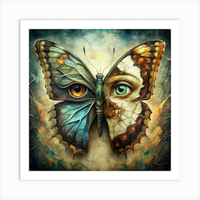 Surreal Butterfly With Human Eyes Art Print