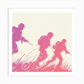 Three Soldiers In The Field Art Print