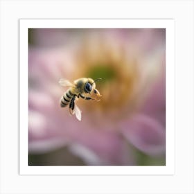 A Close Up Of A Delicate Bee Bud Just Beginning To Bloom, With Soft Petals And Hints Of Vibrant Colo (1) Art Print