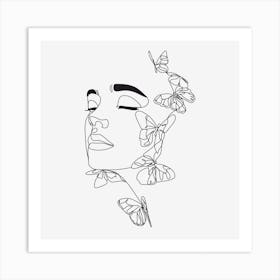 Butterfly Face Line art Art Print