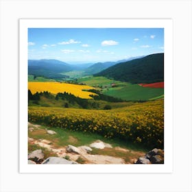 Yellow Flowers In The Mountains Art Print