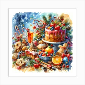 Christmas Cake Art Print