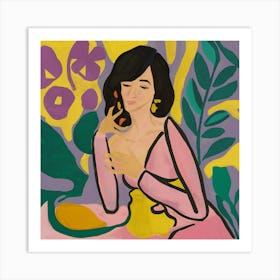 Woman In Pink Art Print