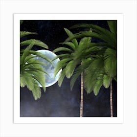 Palm Trees In The Moonlight Art Print