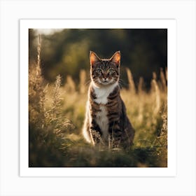 Cat In A Field Art Print