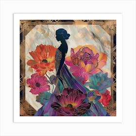 Portrait Of A Woman With Flowers 2 Art Print