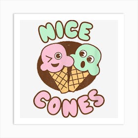 Nice Cones Cheeky Winking Ice Cream Funny Food Pun Art Print