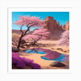 Pink Trees In The Desert Art Print