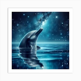 Dolphin looking up at Stars Art Print