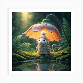 Mouse In The Rain Art Print