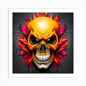 Skull With Flames 1 Art Print