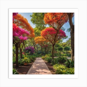 Colorful Trees In A Garden Art Print