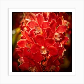 Firefly Vibrant Explosion Of Red Orchids In Full Bloom 86150 Art Print