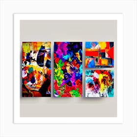 Abstract Painting,set of 4 colorful abstract art Art Print