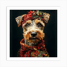 Christmas Airedale 5 Art Print