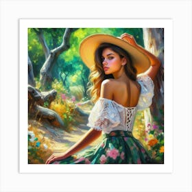 Girl In The Woods13 Art Print