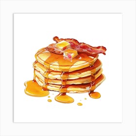 Pancakes With Bacon And Syrup Art Print