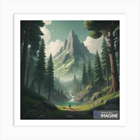 Mountain In The Forest Art Print