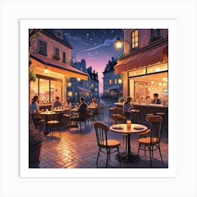 Cafe Terrace At Night (13) Art Print