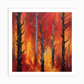 Fire In The Forest 11 Art Print