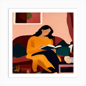 Woman Reading A Book Art Print