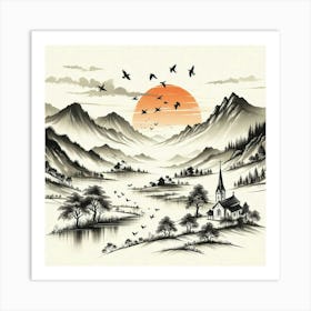 Chinese Landscape Painting Art Print