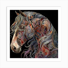 Abstract Celtic Horse Painting Art Print