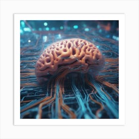 Brain On A Circuit Board 102 Art Print