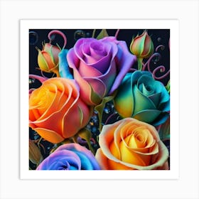 Magical Organic Roses 1 Art Print