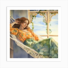 Girl In A Hammock Poster